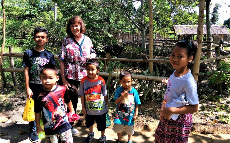 Mom Pat Brown with the children outing