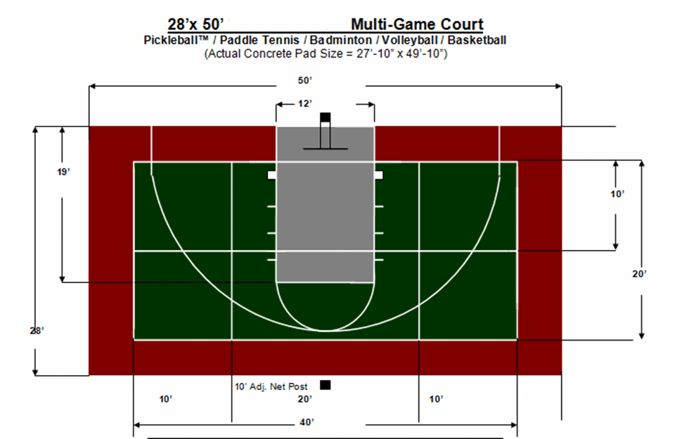 Plans for children's basketball and volleyball court