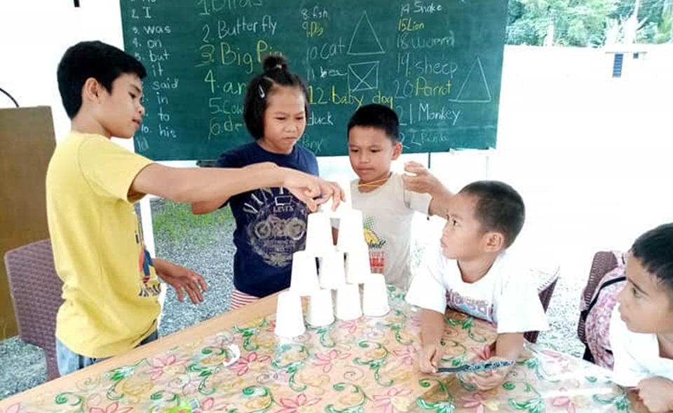 CEA kids during a team-building activity