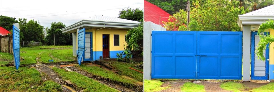 Before and after: The front gate has also been restored.